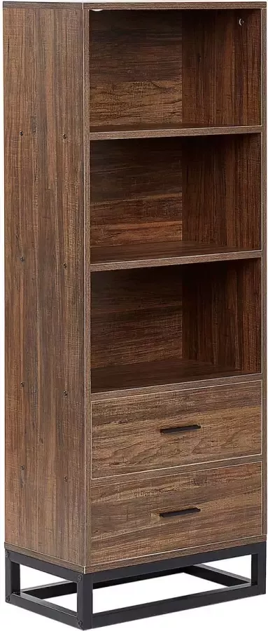Beliani DELTA 3 Tier Bookcase Donkere houtkleur Vezelplaat - Foto 1