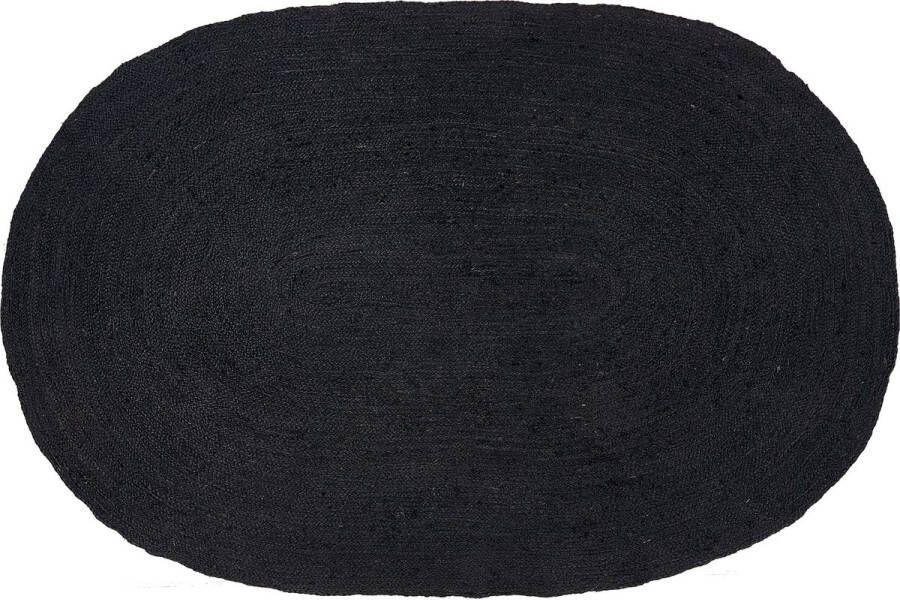 Beliani DEMIRCI Laagpolig vloerkleed Zwart 160 x 230 cm Jute
