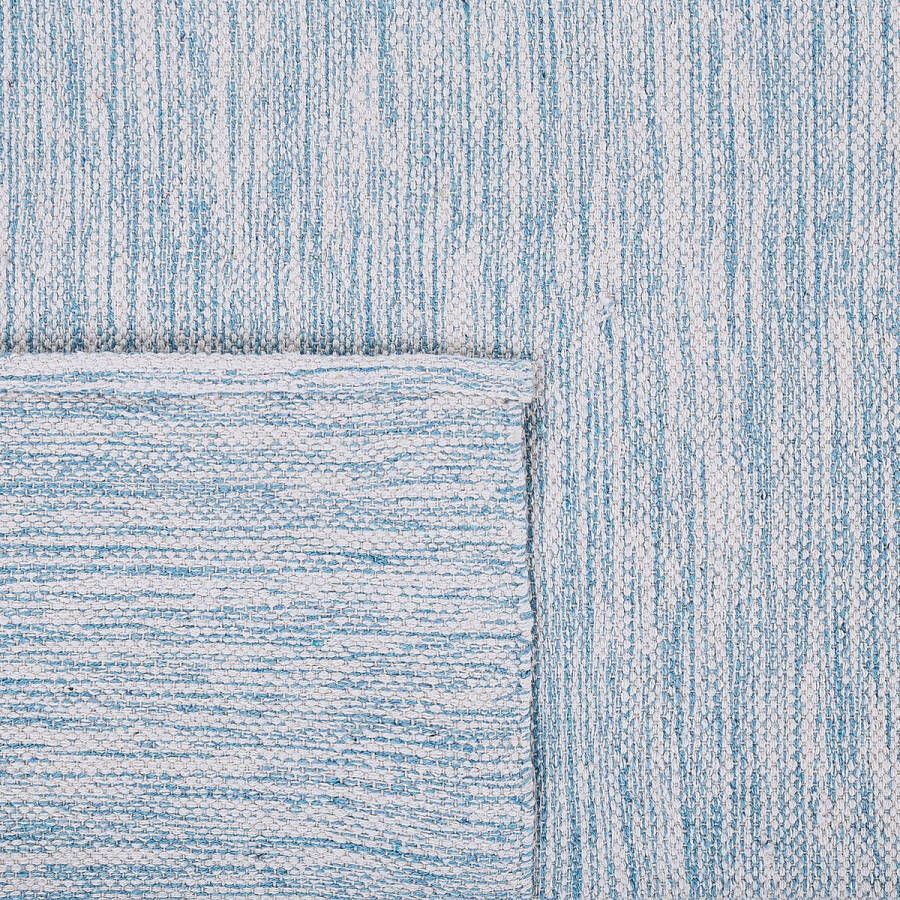Beliani DERINCE Laagpolig vloerkleed Blauw 160 x 230 cm Katoen - Foto 1