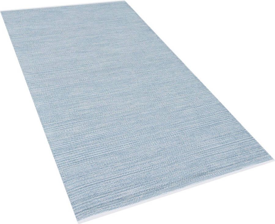 Beliani DERINCE Laagpolig vloerkleed Blauw 80 x 150 cm Katoen - Foto 1