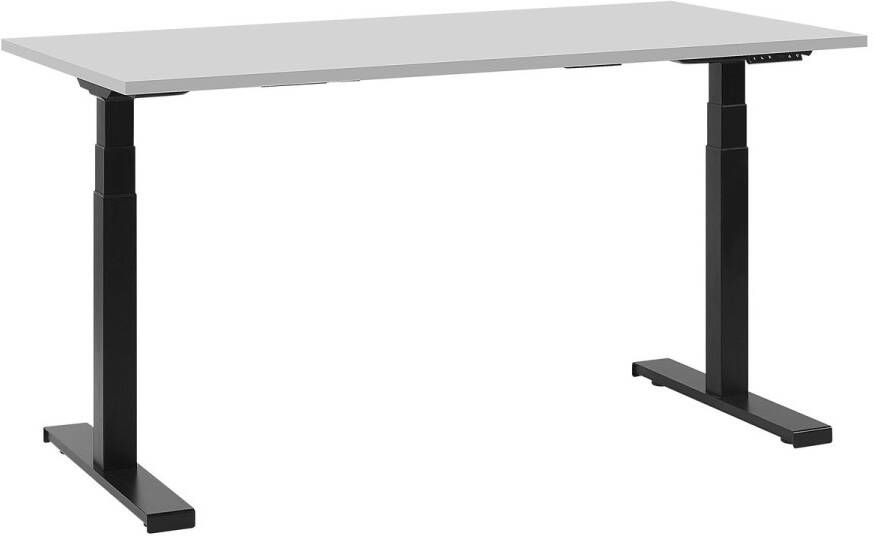 Beliani Elektrisch verstelbaar sta-bureau DESTIN II Grijs zwart 130 cm 72 cm