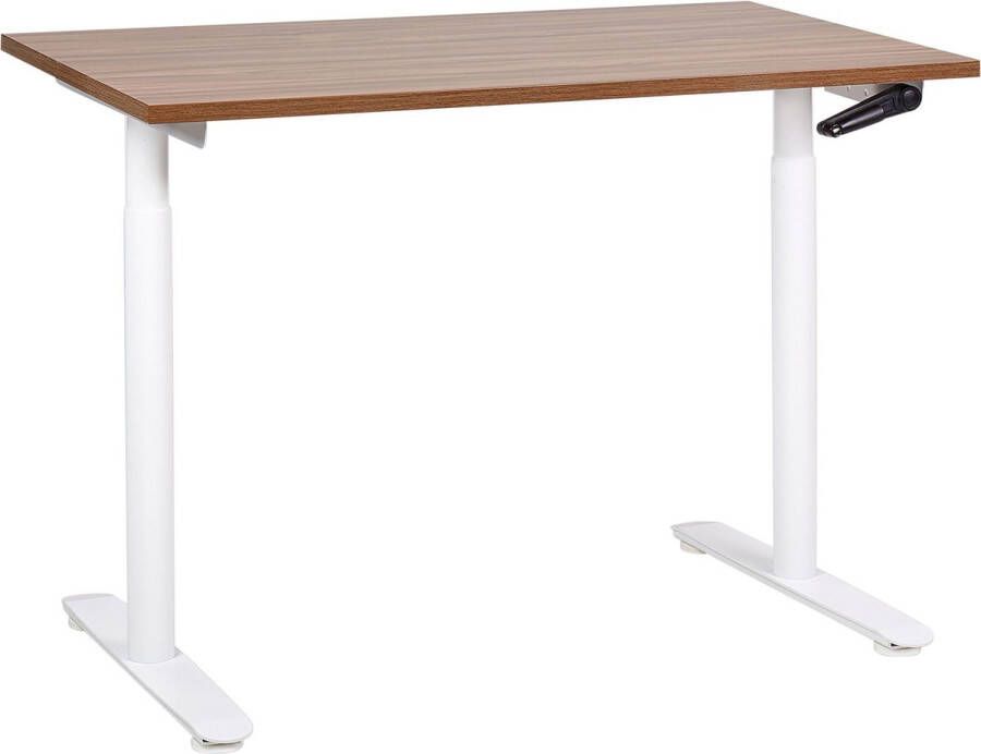 Beliani Bureau handmatig verstelbaar donkerbruin wit 120 x 72 cm DESTINAS
