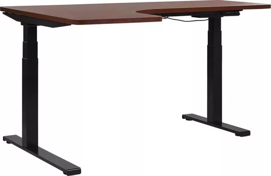 Beliani DESTIN Verstelbaar bureau Donker Zwart Links 160 cm MDF - Foto 2