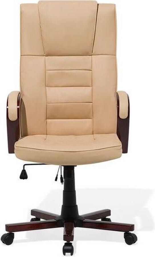 Beliani DIAMOND Bureaustoel Beige Leer - Foto 1