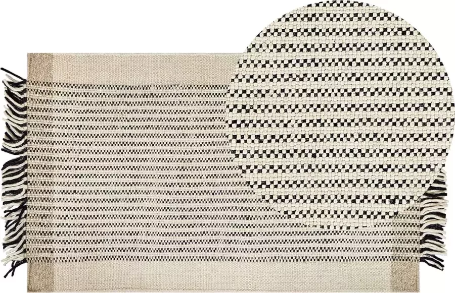 Beliani DIVARLI Modern vloerkleed Lichtbeige 80 x 150 cm Wol