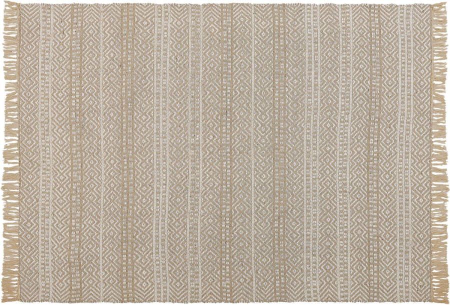 Beliani DORTYOL Laagpolig vloerkleed Beige 140 x 200 cm Katoen