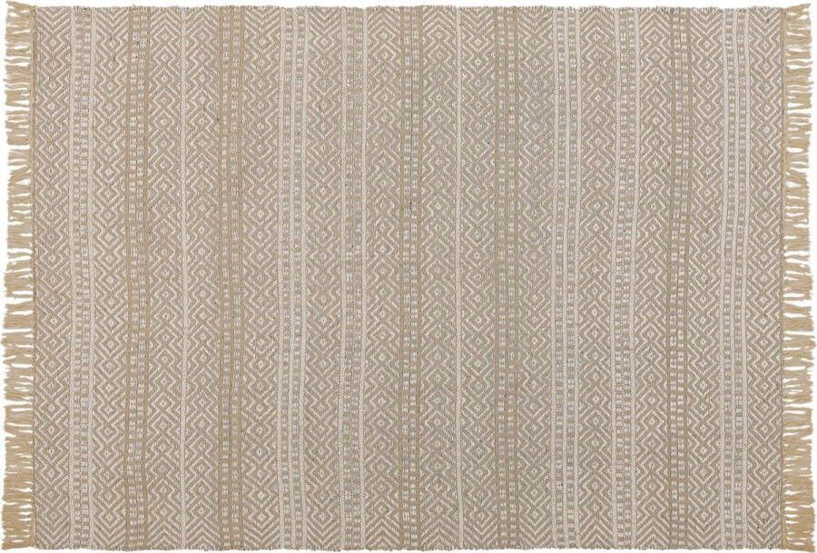 Beliani DORTYOL Laagpolig vloerkleed Beige 140 x 200 cm Katoen