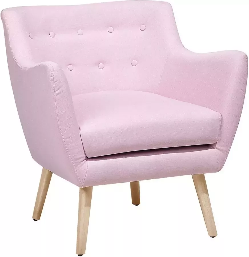 Beliani DRAMMEN Chesterfield fauteuil Lichtroze Polyester - Foto 1