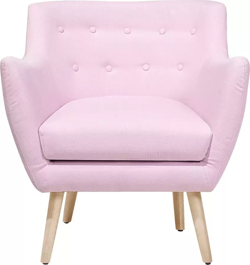 Beliani DRAMMEN Chesterfield fauteuil Lichtroze Polyester - Foto 2