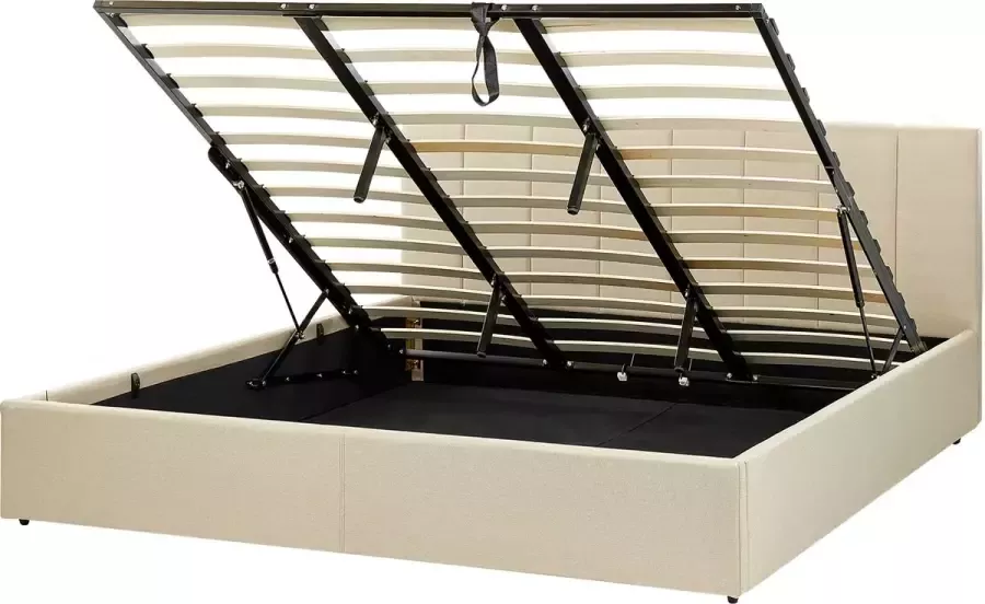 Beliani -DREUX-Bed met opbergruimte-Beige-180 x 200 cm-Polyester