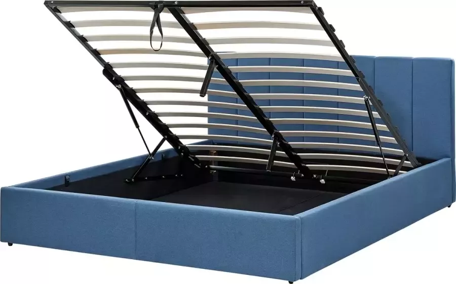 Beliani -DREUX-Bed met opbergruimte-Blauw-160 x 200 cm-Polyester