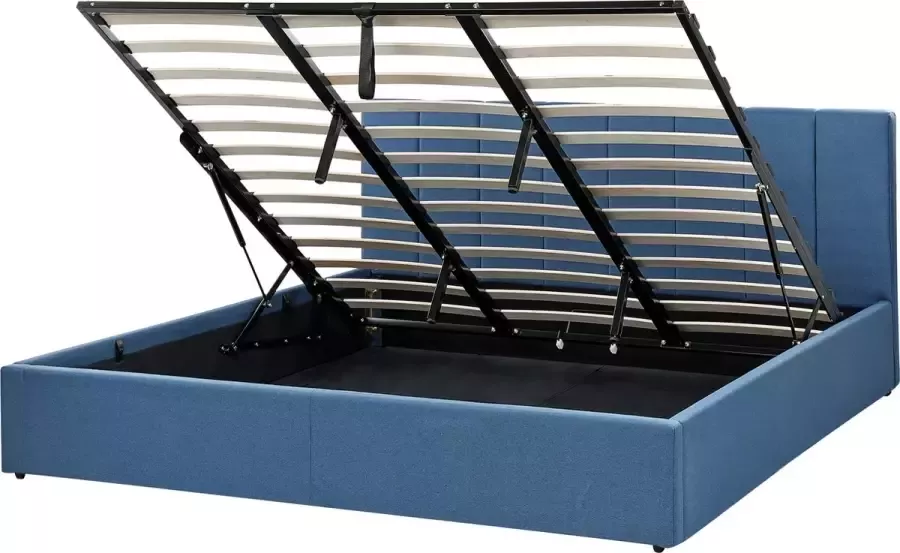 Beliani -DREUX-Bed met opbergruimte-Blauw-180 x 200 cm-Polyester