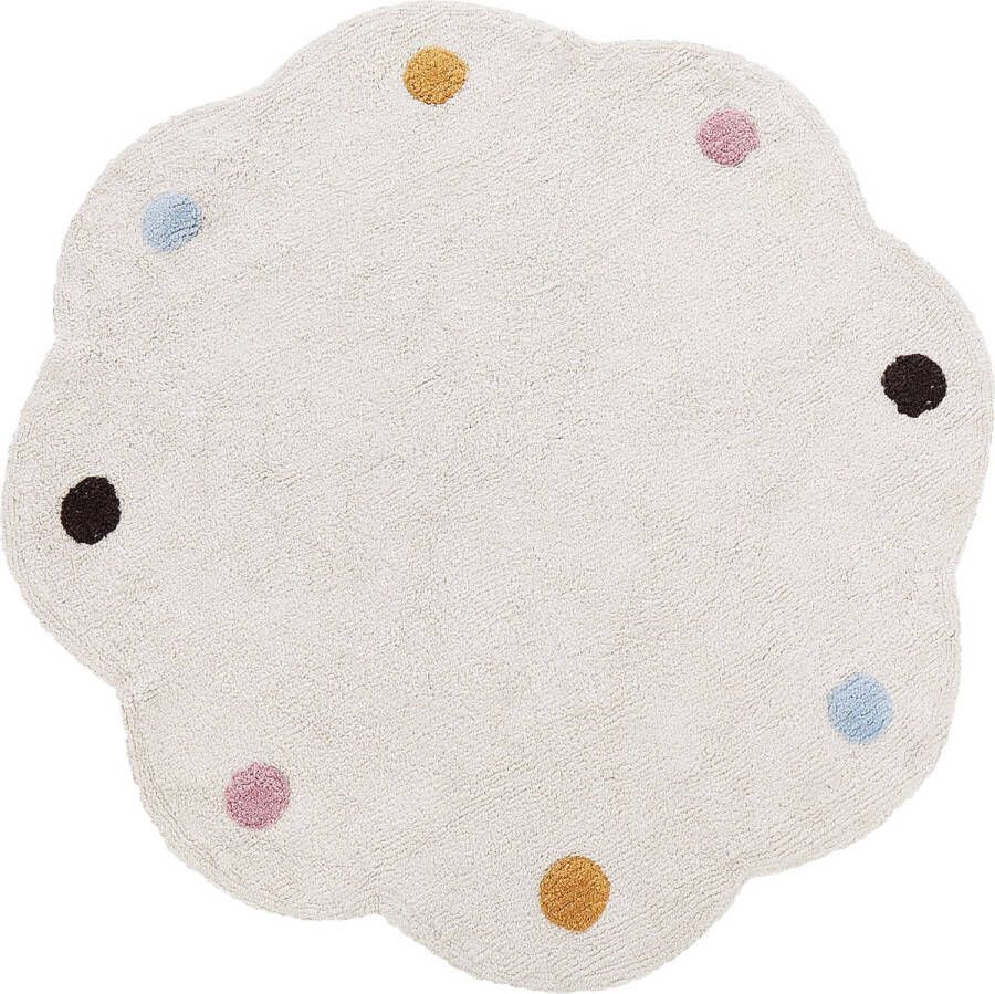 Beliani DUREVI Vloerkleed Beige ø 120 cm Katoen - Foto 1
