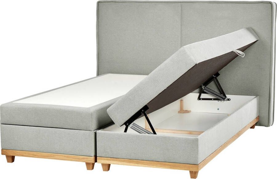 Beliani -DYNASTY-Boxspringbed-Lichtgrijs-160 x 200 cm-Polyester