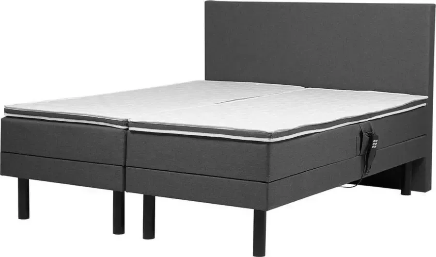 Beliani EARL Slatted Bed Grijs Polyester - Foto 1