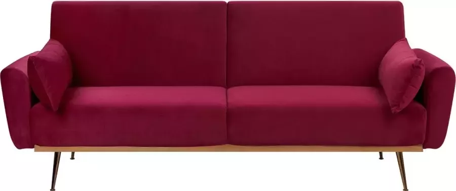 Beliani EINA Three Seater Sofa Rood Fluweel - Foto 1