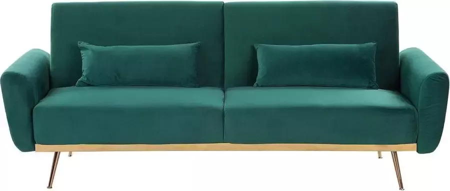 Beliani EINA Three Seater Sofa Groen Fluweel - Foto 1