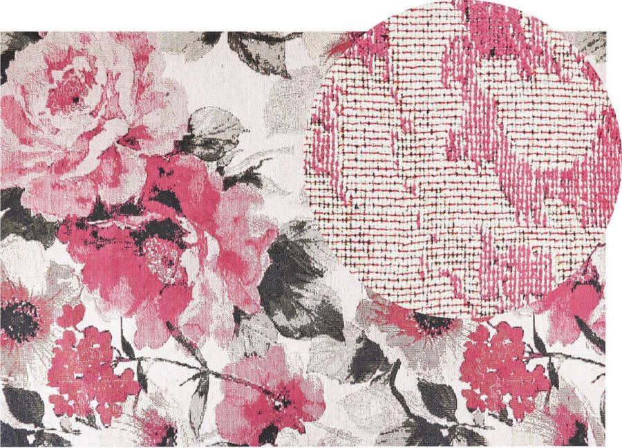 Beliani Vloerkleed katoen roze 140 x 200 cm EJAZ