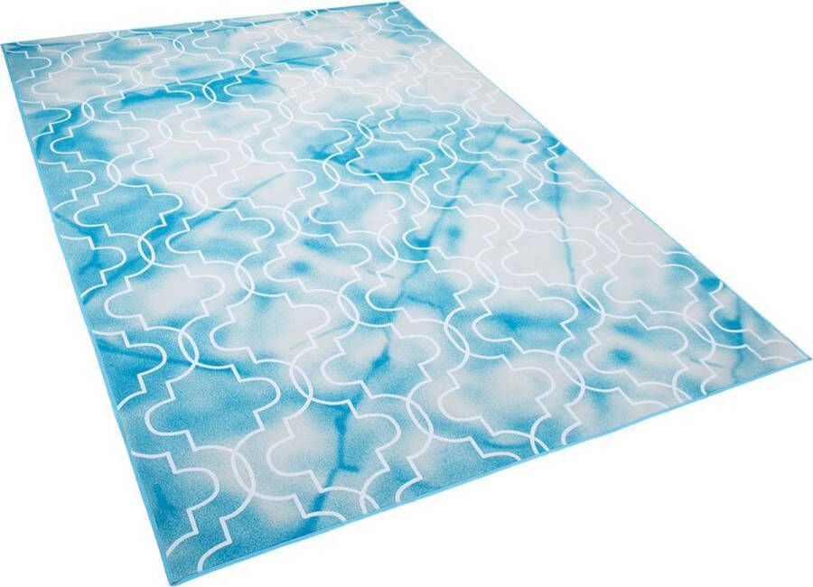 Beliani ELAZIG Laagpolig vloerkleed Blauw 140 x 200 cm Polyester
