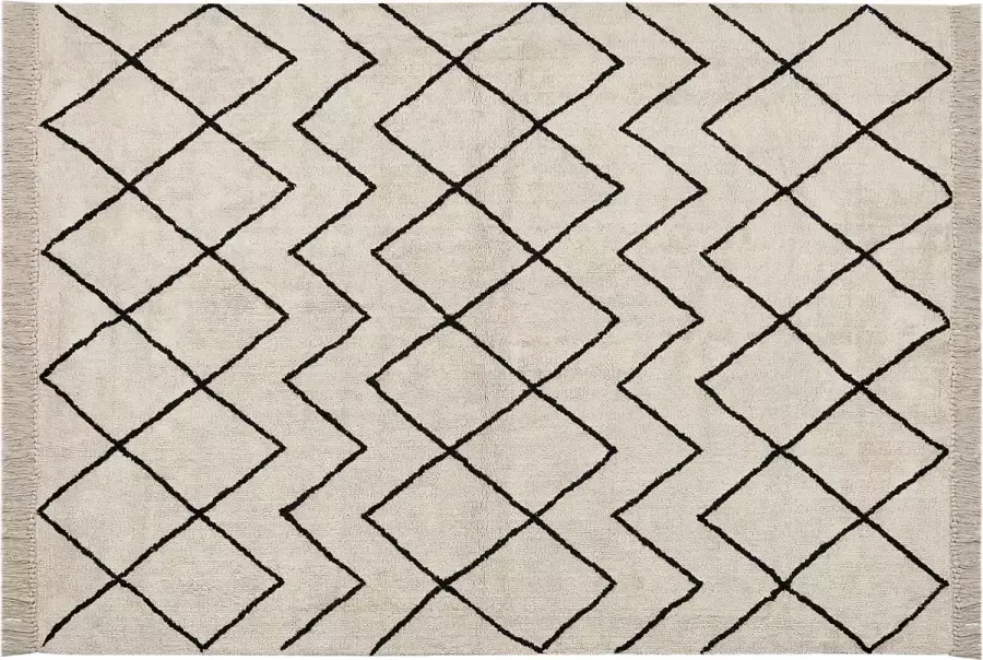 Beliani ELDES Laagpolig vloerkleed Beige 160 x 230 cm Katoen