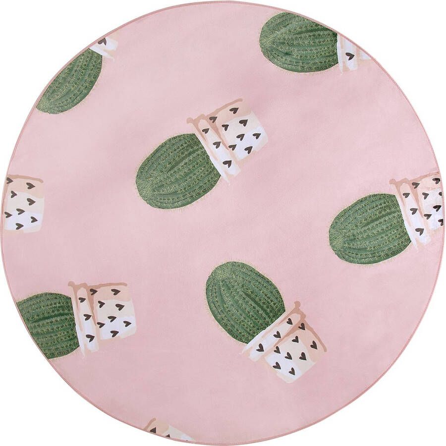 Beliani ELDIVAN Laagpolig vloerkleed Roze 120 cm Polyester - Foto 1