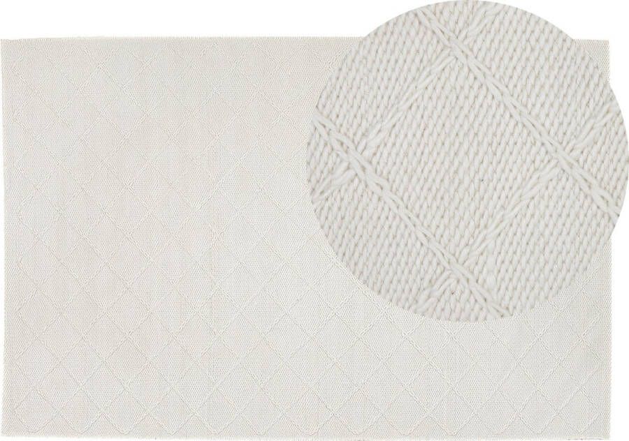 Beliani ELLEK Laagpolig vloerkleed Gebroken wit 140 x 200 cm Wol