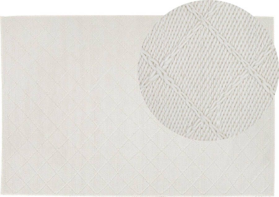 Beliani ELLEK Laagpolig vloerkleed Gebroken wit 160 x 230 cm Wol