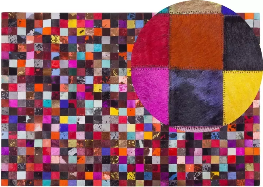 Beliani ENNE Vloerkleed Multicolor 200 x 300 cm Koeienhuid leer - Foto 2