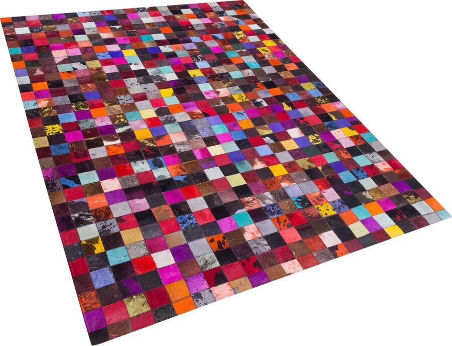 Beliani ENNE Vloerkleed Multicolor 200 x 300 cm Koeienhuid leer