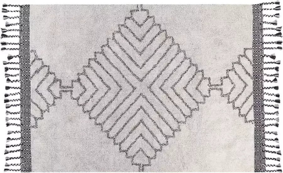 Beliani Vloerkleed ERAY Lichtbeige 140 x 200 cm Katoen