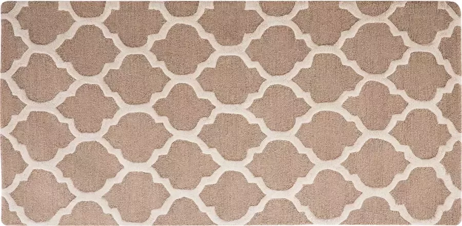 Beliani ERBAA Laagpolig vloerkleed Beige 80 x 150 cm Wol - Foto 3