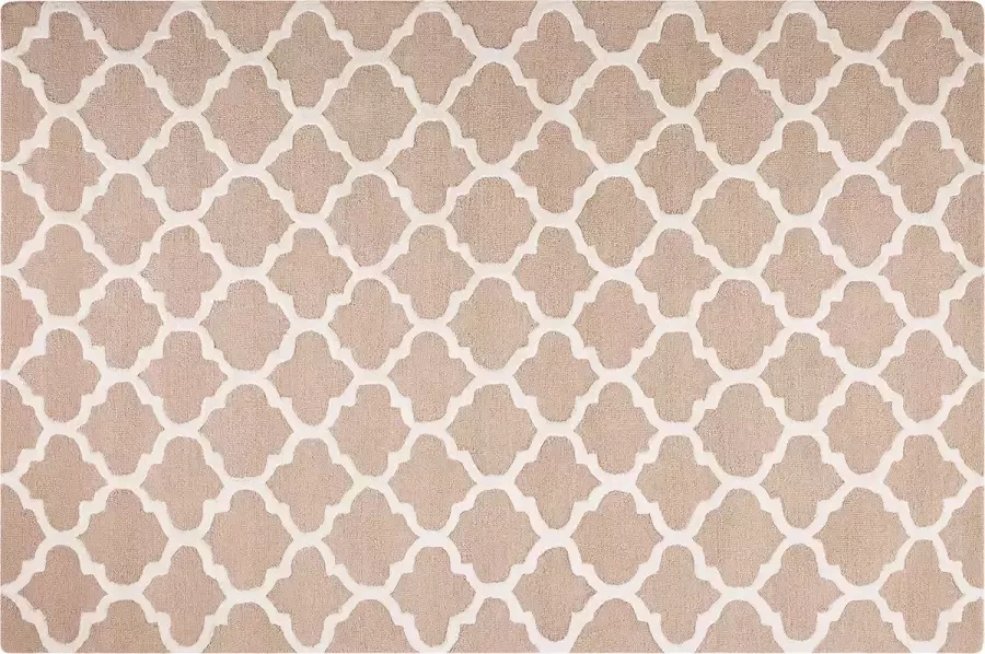 Beliani ERBAA Laagpolig vloerkleed Beige 160 x 230 cm Wol - Foto 4