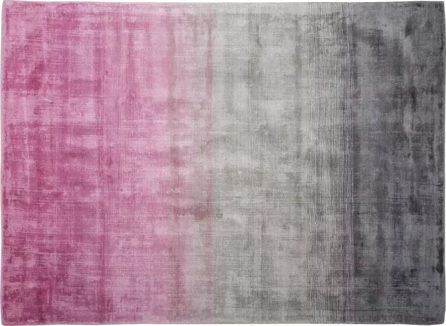 Beliani ERCIS Laagpolig vloerkleed Grijs Roze 160 x 230 cm Viscose - Foto 2