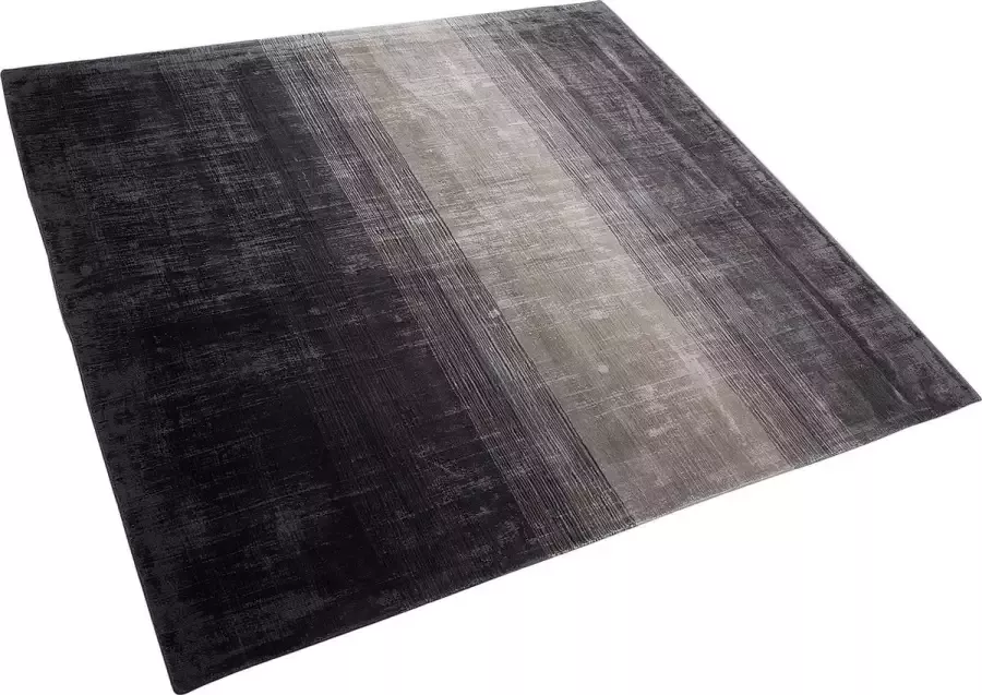 Beliani ERCIS Laagpolig vloerkleed Grijs Zwart 200 x 200 cm Viscose - Foto 2