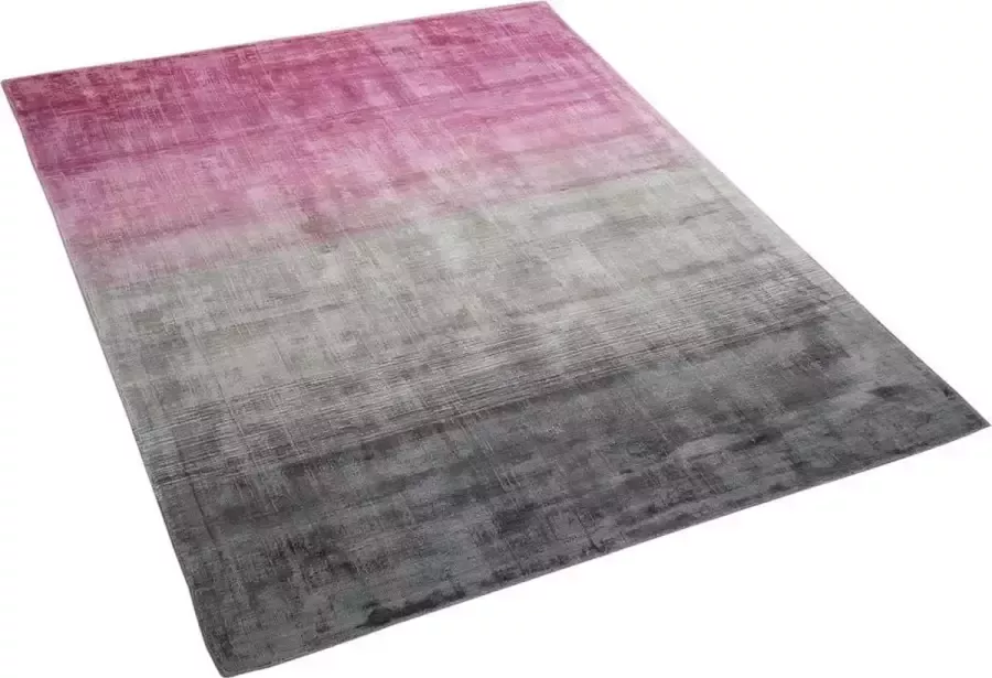 Beliani ERCIS Laagpolig vloerkleed Grijs Roze 140 x 200 cm Viscose - Foto 2