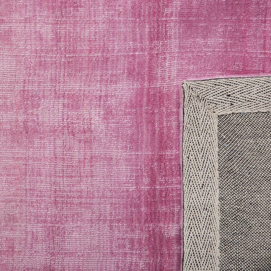 Beliani ERCIS Laagpolig vloerkleed Grijs Roze 160 x 230 cm Viscose - Foto 1