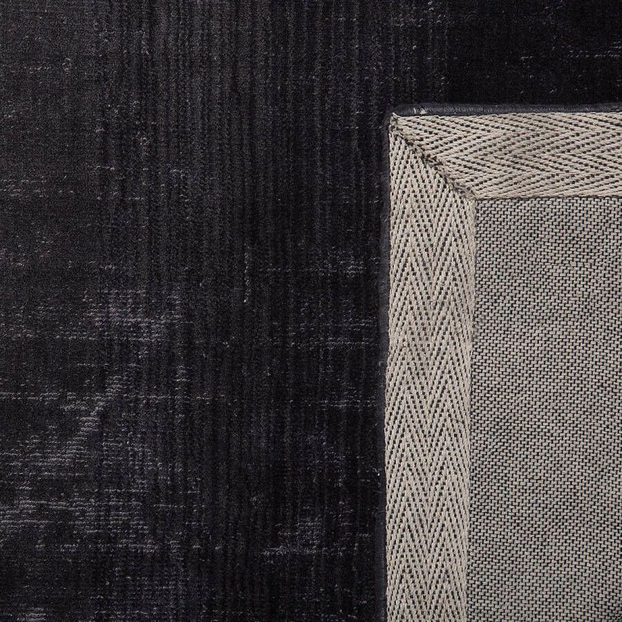 Beliani ERCIS Laagpolig vloerkleed Grijs Zwart 160 x 230 cm Viscose - Foto 1