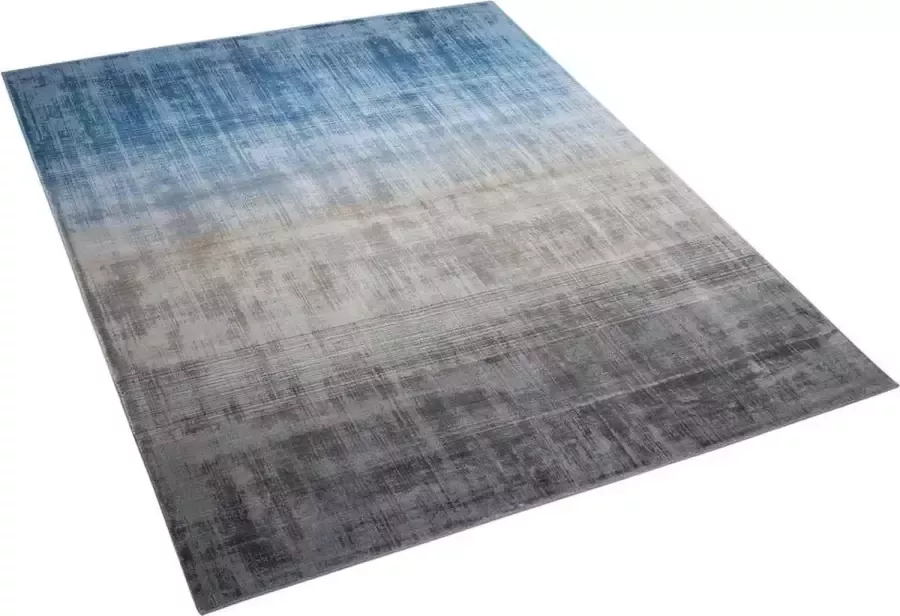 Beliani ERCIS Laagpolig vloerkleed Grijs Blauw 140 x 200 cm Viscose - Foto 2