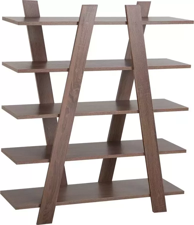 Beliani ESCALANTE 5 Tier Bookcase Donkere houtkleur Vezelplaat - Foto 1
