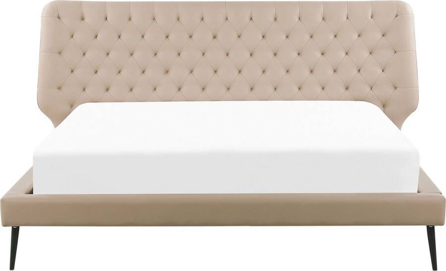 Beliani ESSONNE Tweepersoonsbed Beige 180 x 200 cm Kunstleer