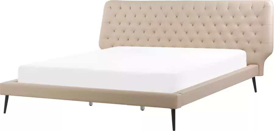 Beliani ESSONNE Tweepersoonsbed Beige 180 x 200 cm Kunstleer - Foto 3