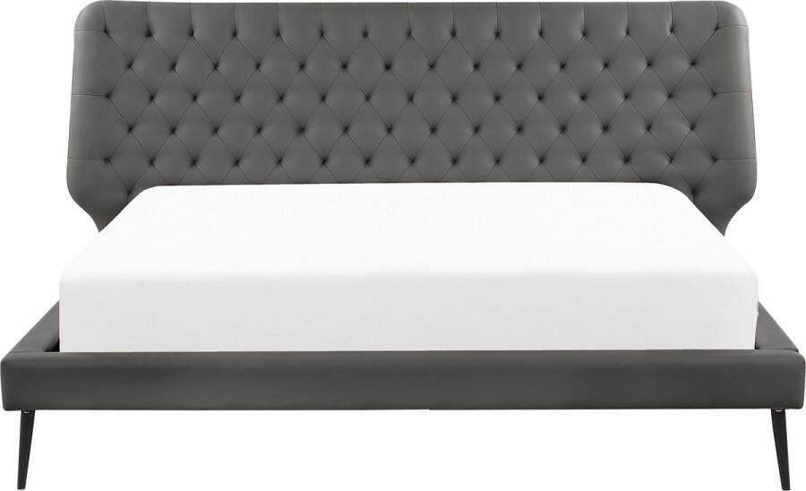 Beliani ESSONNE Tweepersoonsbed Grijs 180 x 200 cm Kunstleer