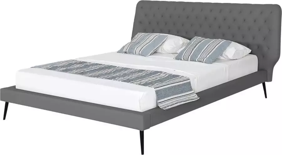 Beliani ESSONNE Tweepersoonsbed Grijs 160 x 200 cm Kunstleer - Foto 3