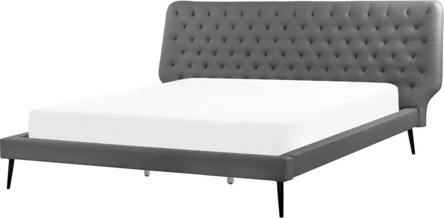 Beliani ESSONNE Tweepersoonsbed Grijs 160 x 200 cm Kunstleer - Foto 2