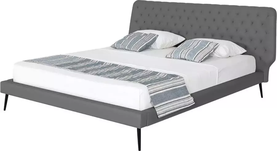 Beliani ESSONNE Tweepersoonsbed Grijs 180 x 200 cm Kunstleer - Foto 2