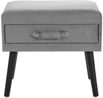 Beliani EUROSTAR Bedside Table Grijs Fluweel - Foto 3