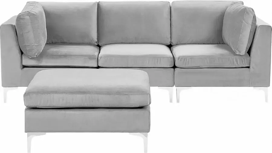 Beliani EVJA Modulaire Sofa-Grijs-Fluweel