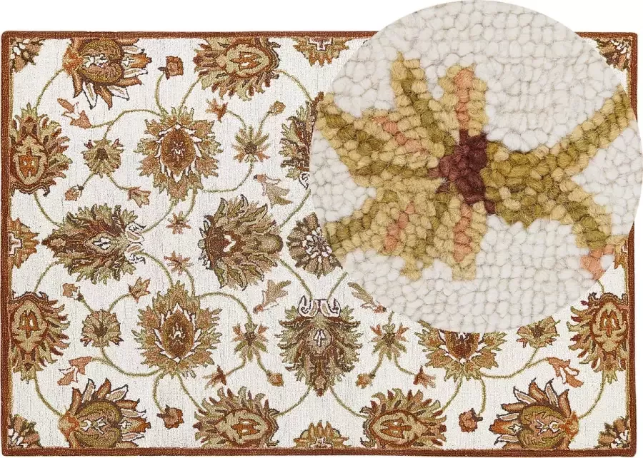 Beliani Vloerkleed vintage beige bruin 140 x 200 cm EZINE