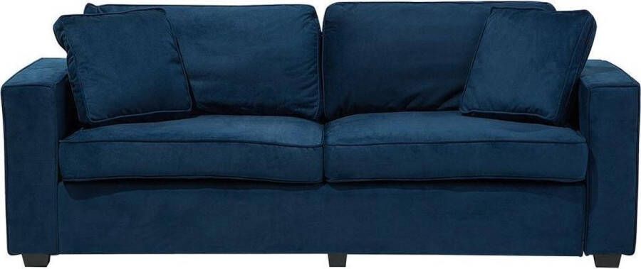 Beliani FALUN Three Seater Sofa Blauw Fluweel - Foto 1