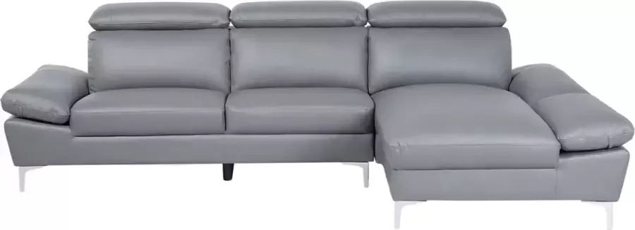 Beliani FARILA Corner Sofa Grijs Leer